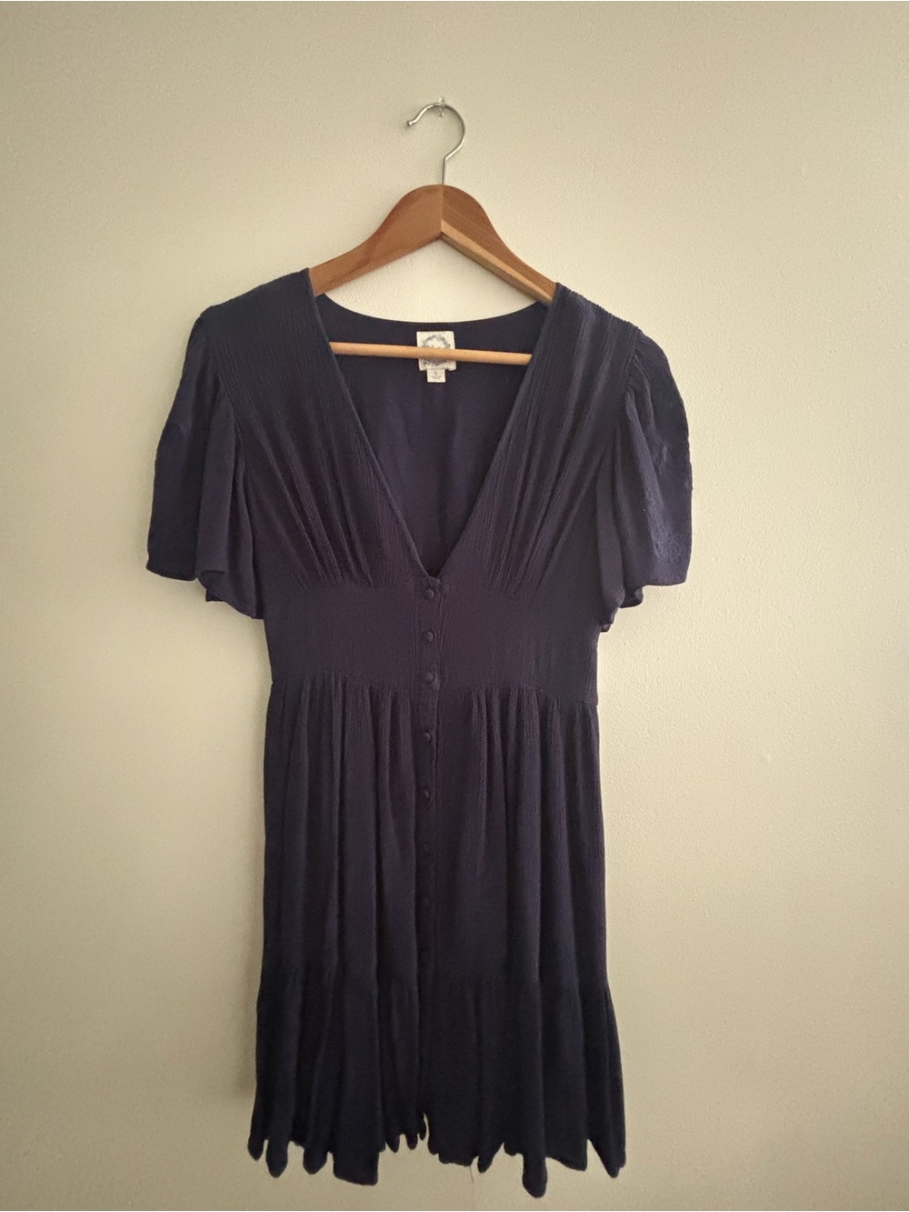 Blue Rain Navy V-Neck Button-Front Mini Dress
